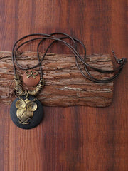 National Owl Alloy Wood Vintage Necklace