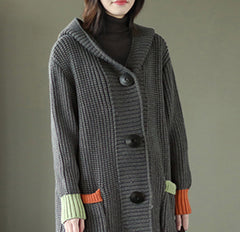 Women Hooded Color-Blocking Padded Sweater