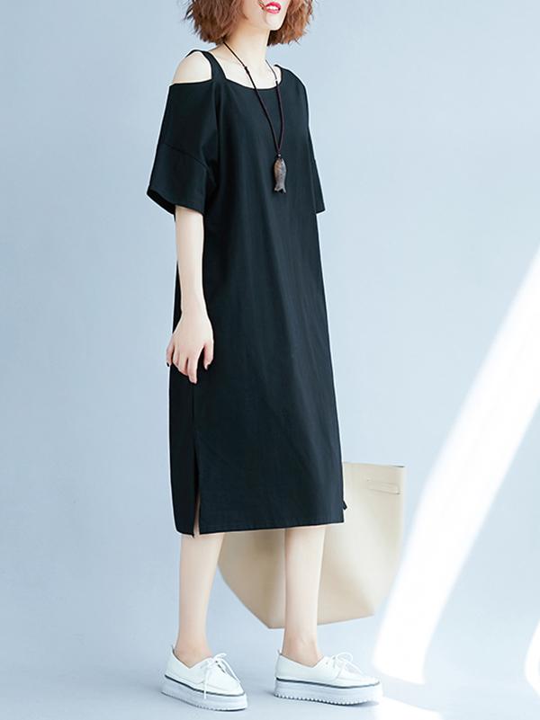 Loose Off-The-Shoulder Long T-Shirt