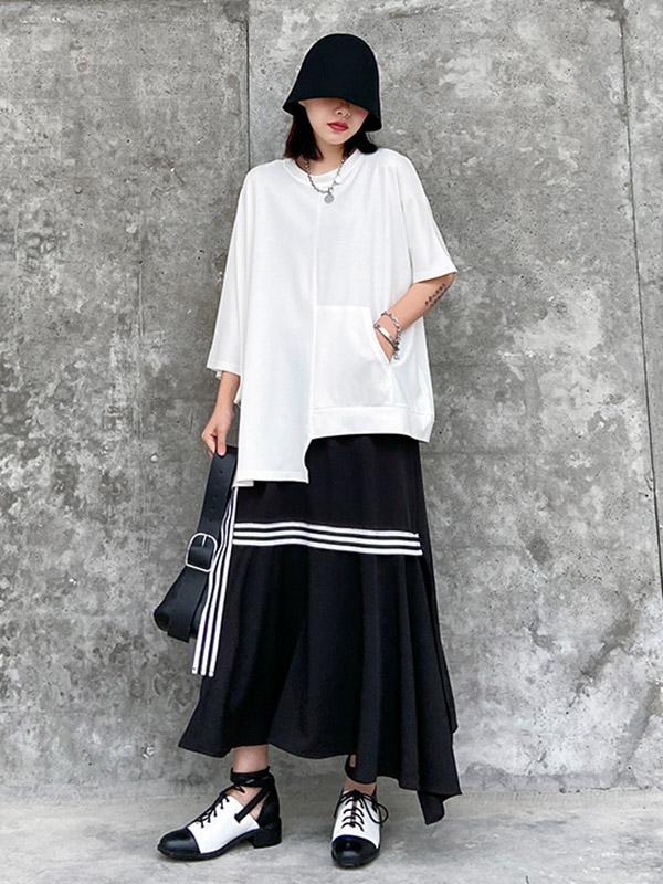 Solid Color Cropped Loose T-Shirt