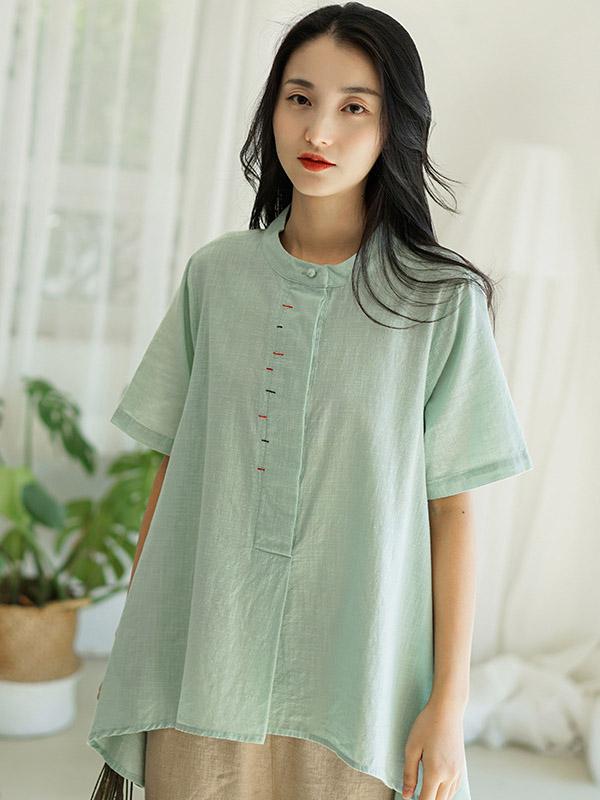 Loose Solid Color High-Low Casual T-Shirt