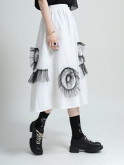 Stitching Printed High Waist Slim Casual Skirt