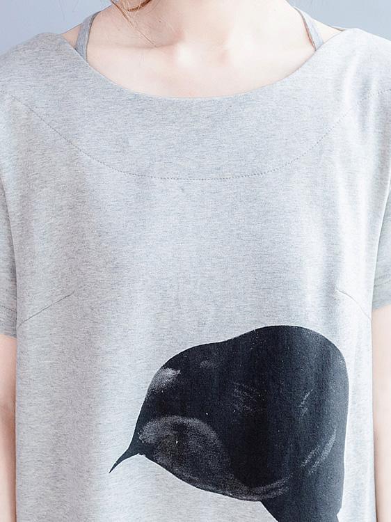 Gray Casual Cotton blend T-shirt Dress