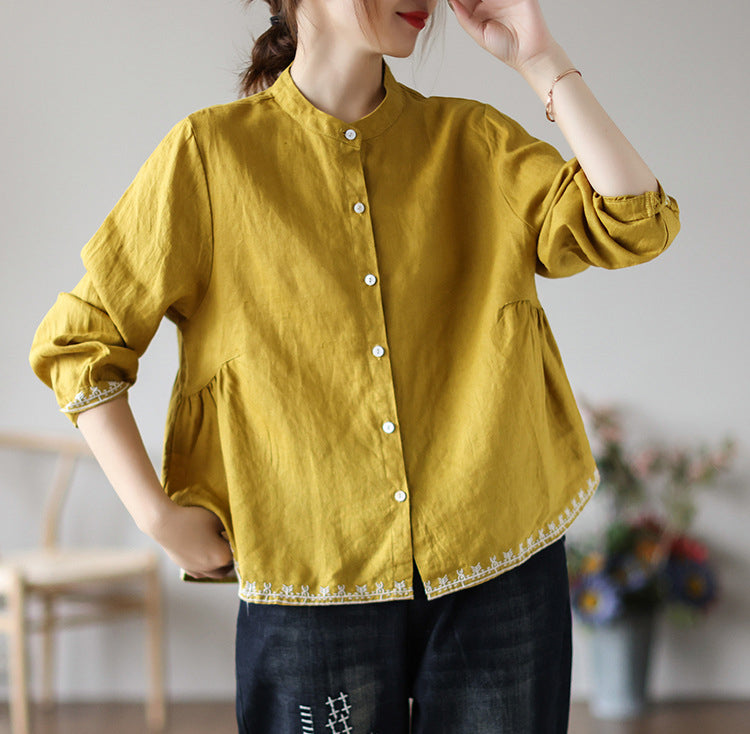 Vintage Embroidered Cardigan Loose Casual Shirt