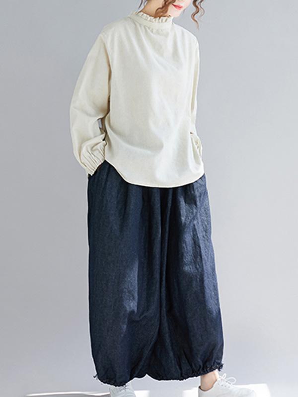 Loose Blue Bloomers Pants