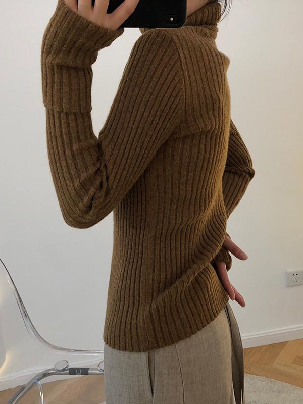 Solid Turtleneck Knitting Sweater