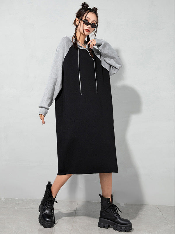 Urban Loose Color-Block Knitted Midi Dress