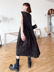 Loose Pleated Casual Sleeveless Vest Dress