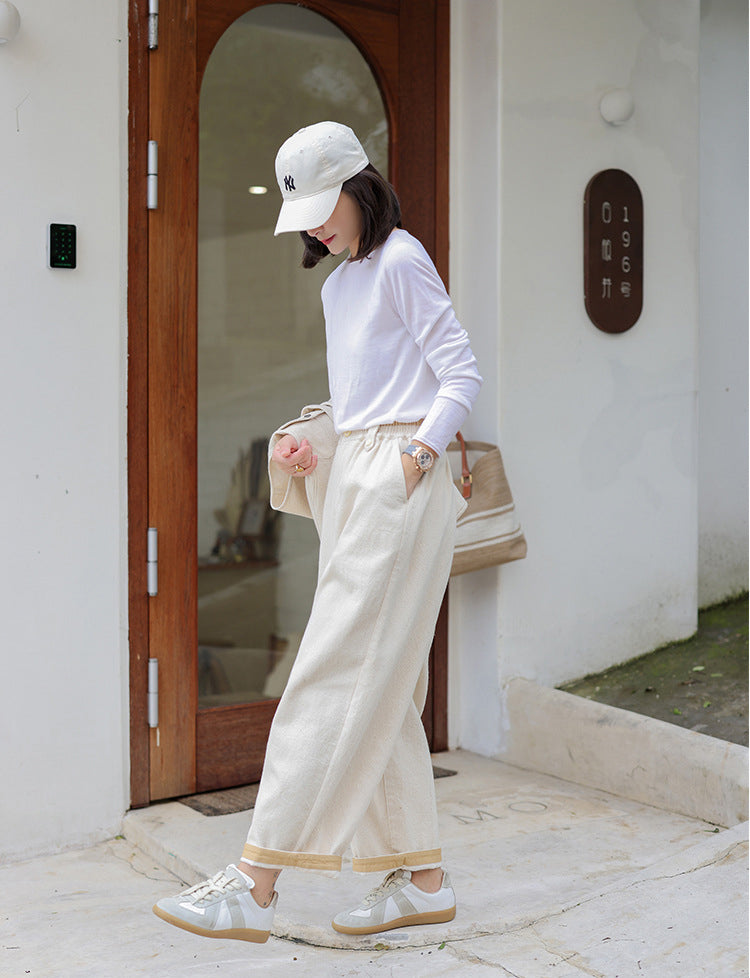 Solid Color All-Match Elastic Waist Denim Harem Pants