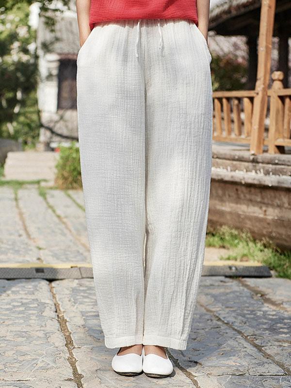 Loose Retro Lace-up Pants