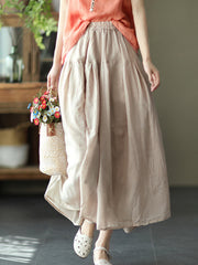 Solid Color Double Hemp Skirt With Large Skirt
