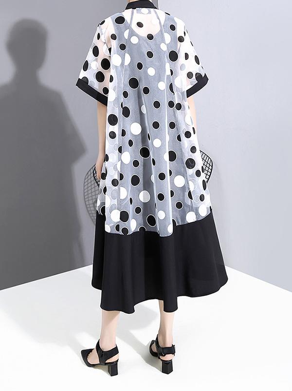 Loose Mesh Polka-Dot Two-Pieces Midi Dress