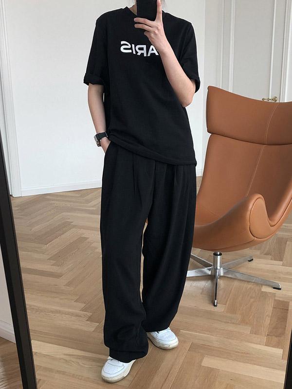 Loose Letter Print Casual Round Neck T-Shirt