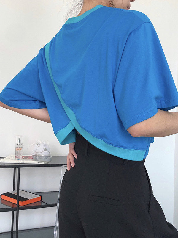Original Solid Split-Back T-Shirts Tops