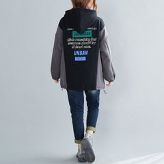 Women Thick Hooded Color Matching Casual Sweatshirt