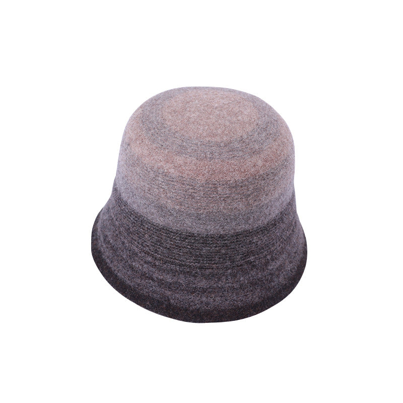 Retro Simple Striped Wool Warmer Basin Cap