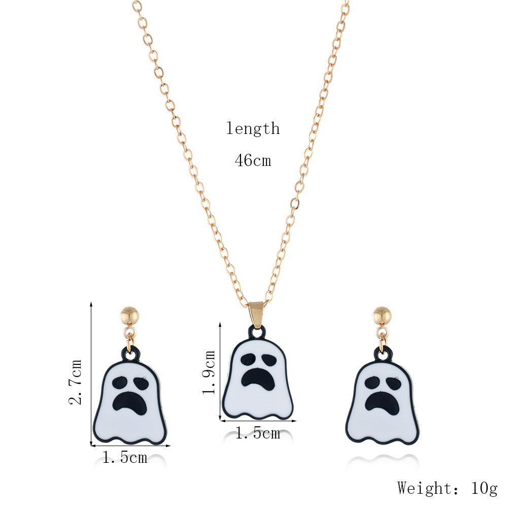 Pumpkin Ghost Necklace And Earrings