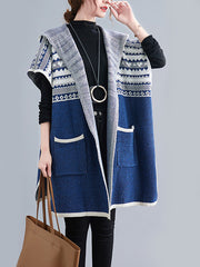 Knit Bat Sleeve Cardigan Hooded Cape Coat