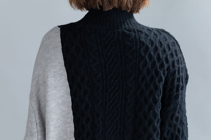 Turtleneck Simple Contrast Color Knit Sweater