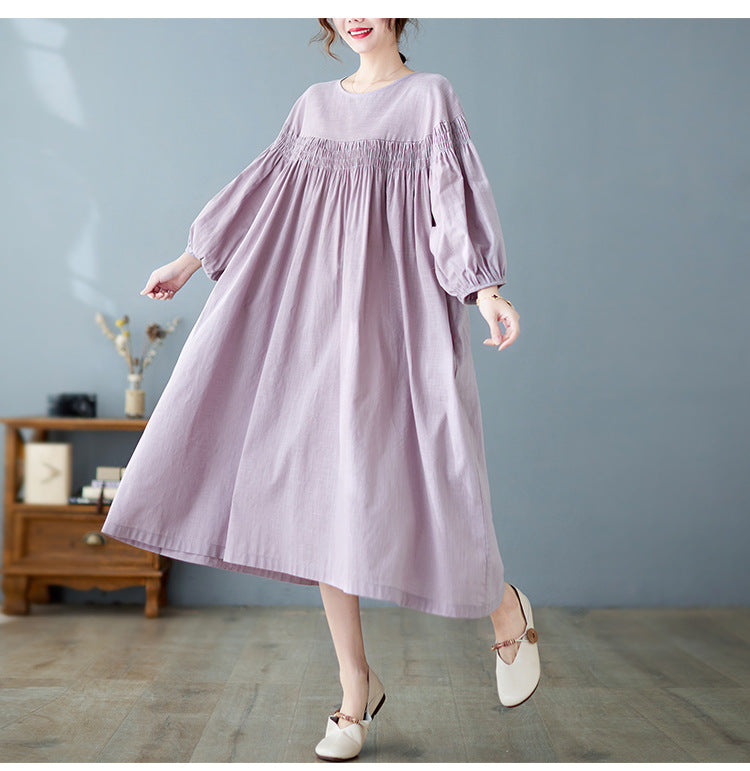 Loose Solid Color Midi Dress