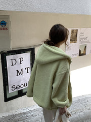 Solid Color Casual Zip-Up Hooded Coat