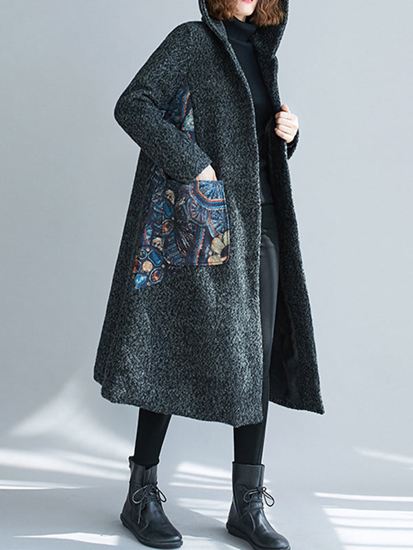 Women Printed Hooded Casual Coat