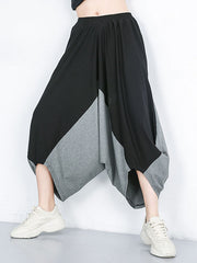 Roomy Wide Leg Contrast Color Elasticity Split-Joint Casual Pants Bottoms