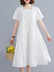 Original Solid Round-Neck Dress