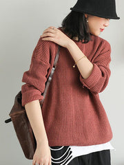 Loose Solid Off-the-shoulder Knitting Sweater