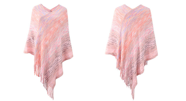 Colorful Tassel Knitted Shawl Sweater