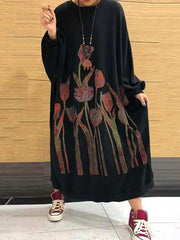 Super Loose Flower Printed Long Dress