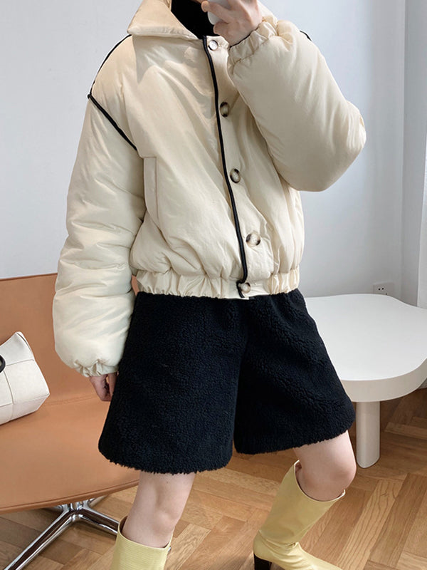 Loose Color-Block Thick Coat