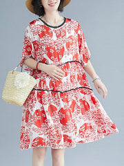 Loose Print Chiffon Dress