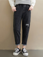 Casual Solid Denim Harem Pant