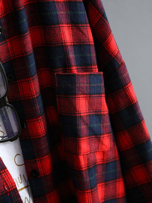 Casual Plaid Split-Joint Lapel Shirt