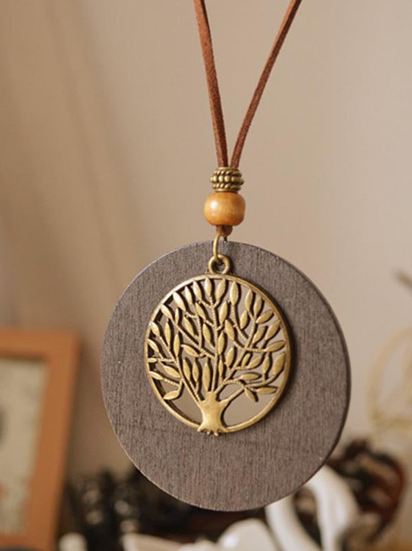 Simple Wood Tree Necklace