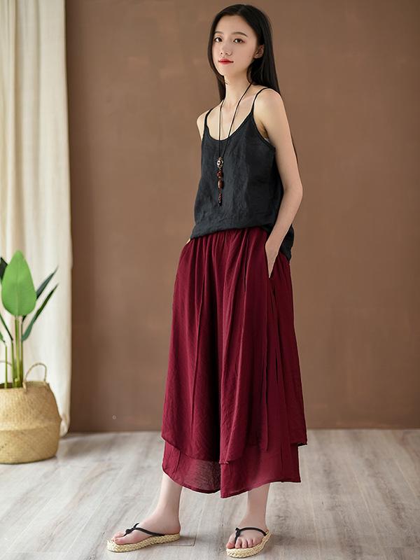 Vintage Solid Wide Leg Culotte
