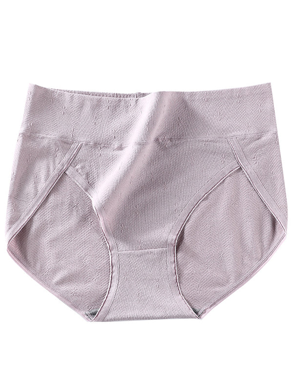 3Pcs Solid Color Breathable High Waist Antibacterial Panties