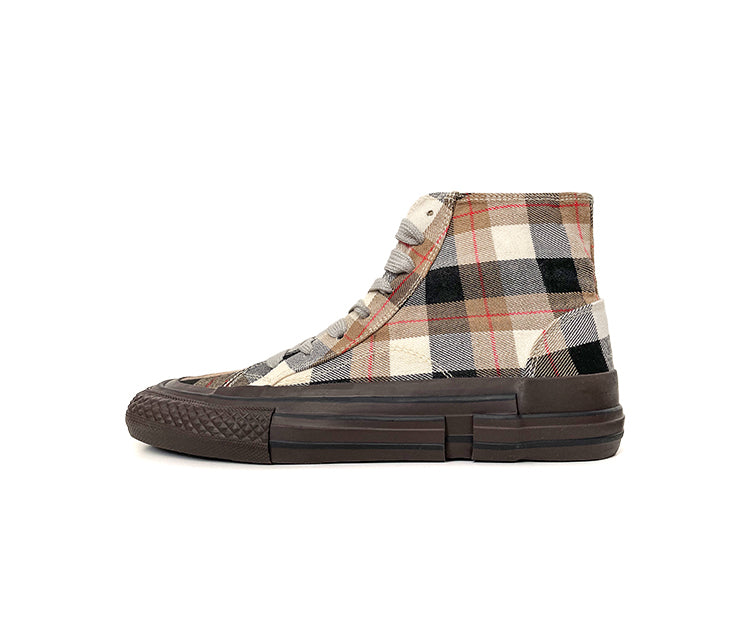 High-Top Plaid Breathable Flat Canvas Shoes