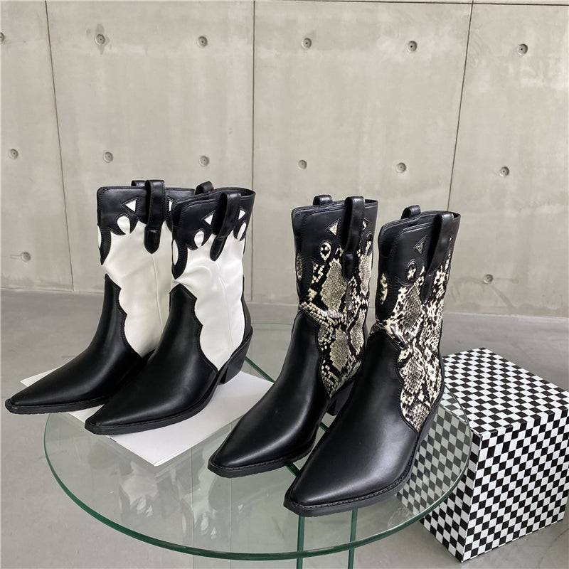 Totem Cowboy Boots Pointed Toe Motorcycle Boots