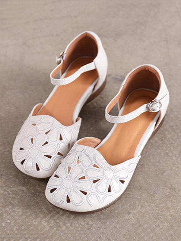 Original Solid Hollow Applique Sandals