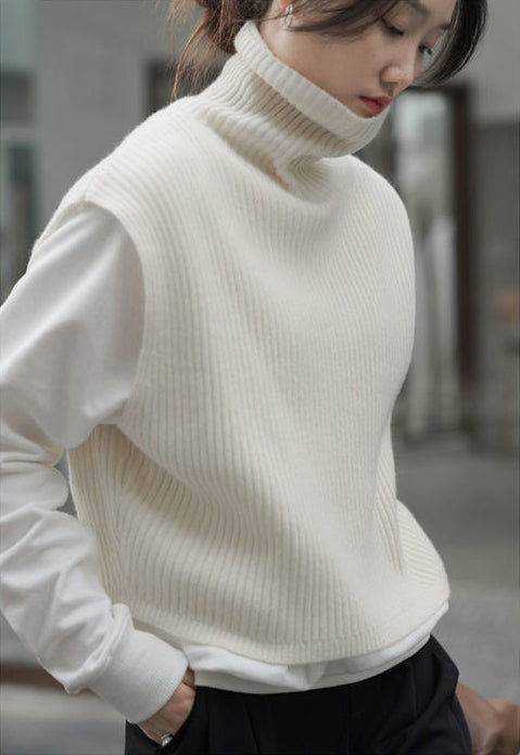 Casual Turtleneck Solid Color Waistcoat