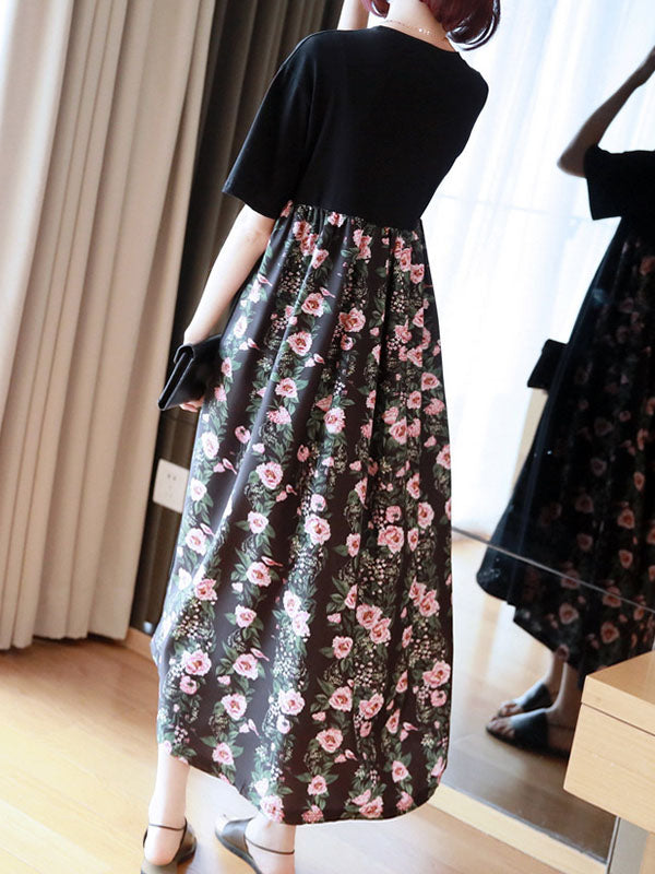 Original Floral Round-Neck Dress