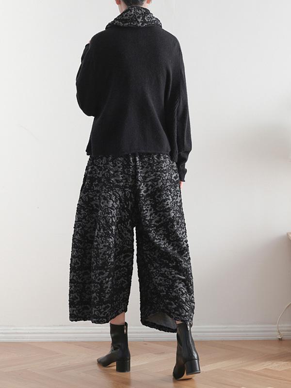 Vintage Loose Thickening Jacquard Nine-Quarter Pants