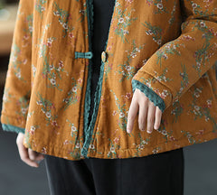 Lace-Trimmed Panelled Floral Loose Coat