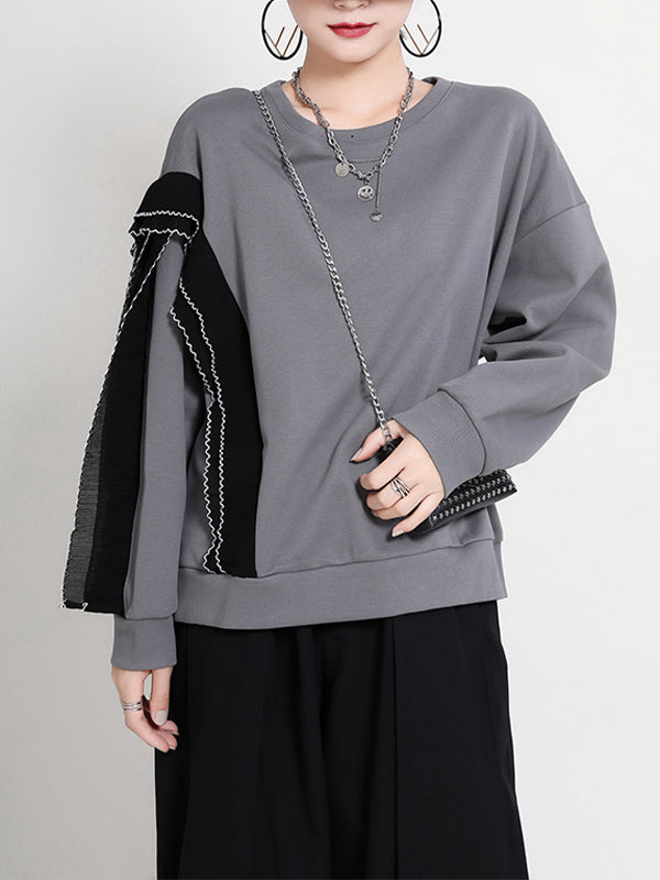 Chiffon Split-Joint Pullover Sweatshirt