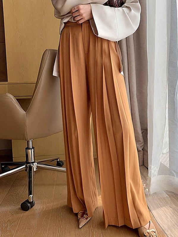 Loose Solid Wide Leg Bottoms