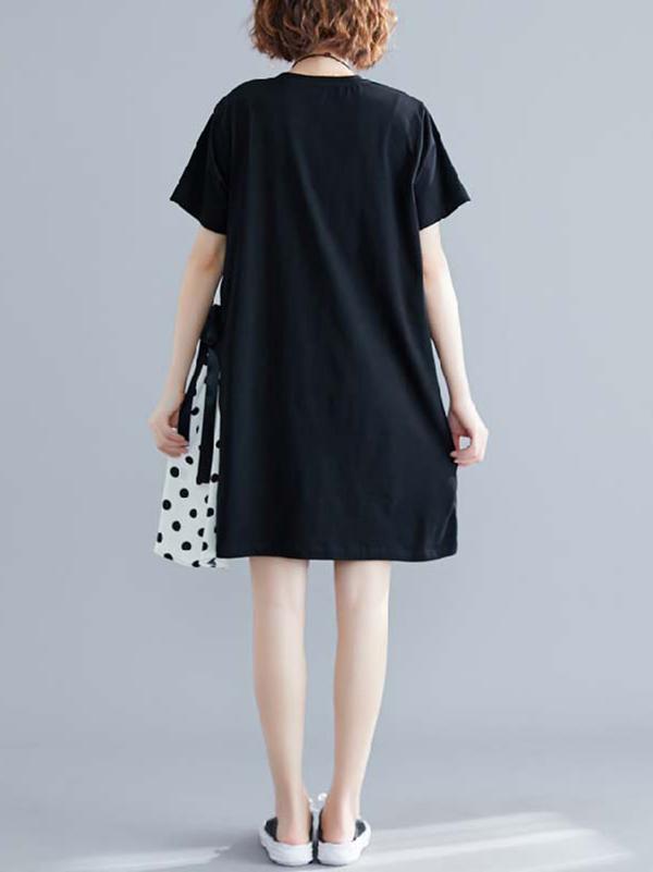 Split-joint False-Two Polka-Dot Dress