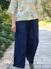 Casual Wide-leg Linen Pants