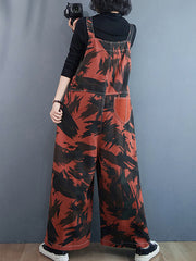 Retro Abstract Printed Wide-Leg Jumpsuit